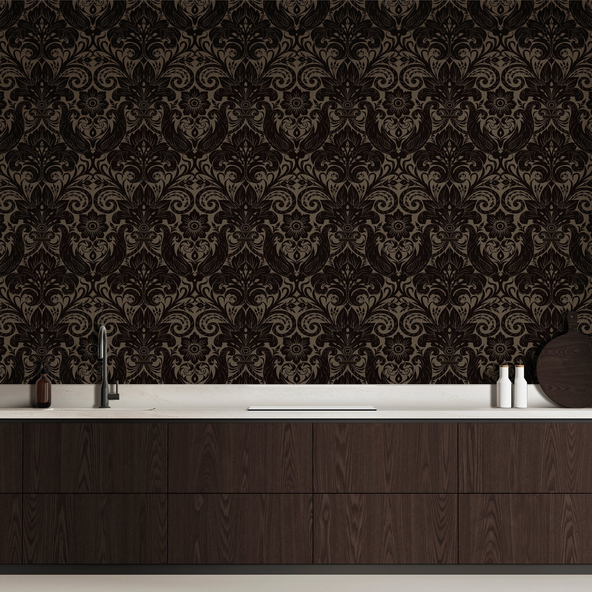 LB25168 Damask Sauvage Laurence Llewelyn Bowen Off The Wall Wallpaper by Galerie