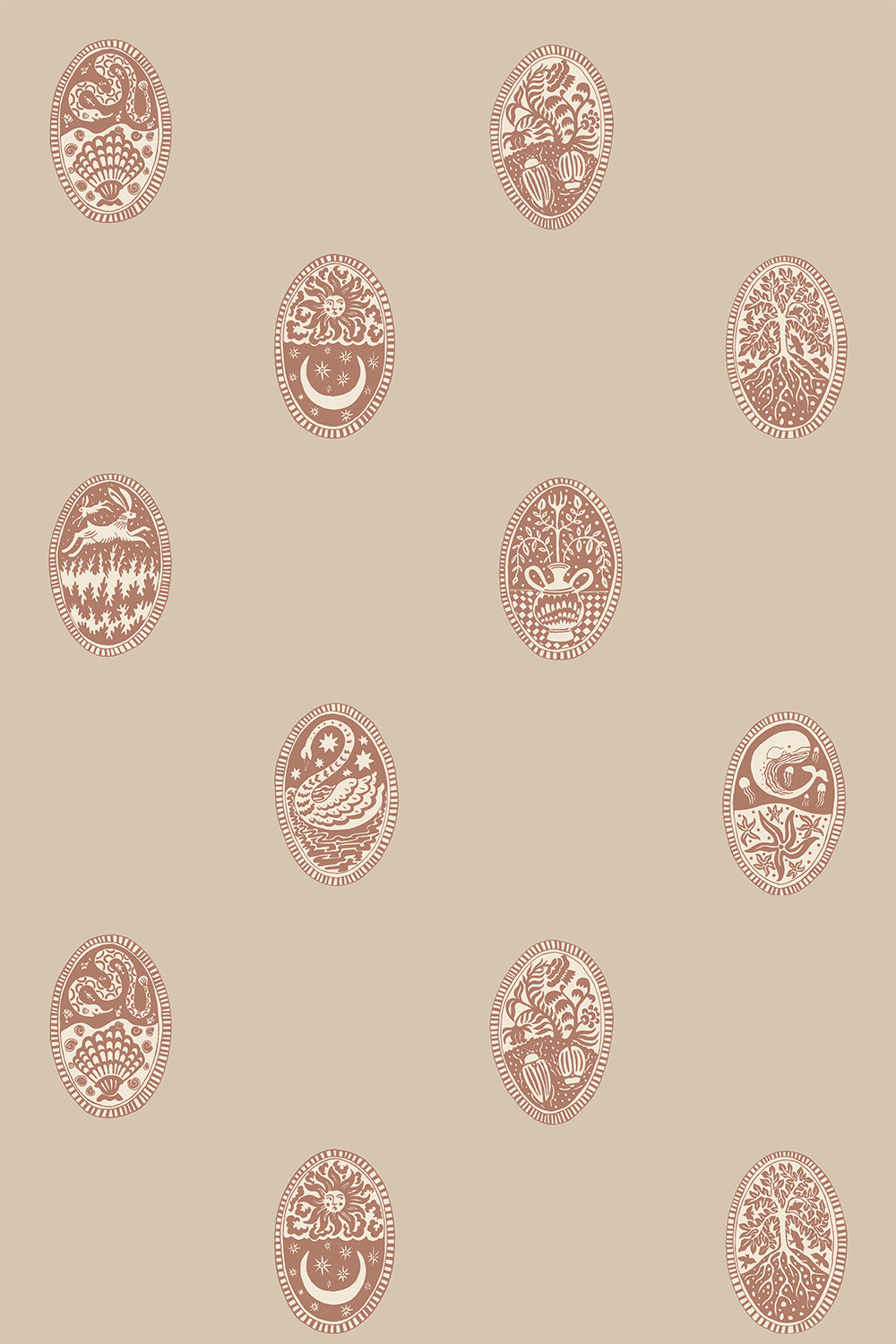 LIN-027-060-035 Linear Cameos Roll II Wallpaper by Josephine Munsey