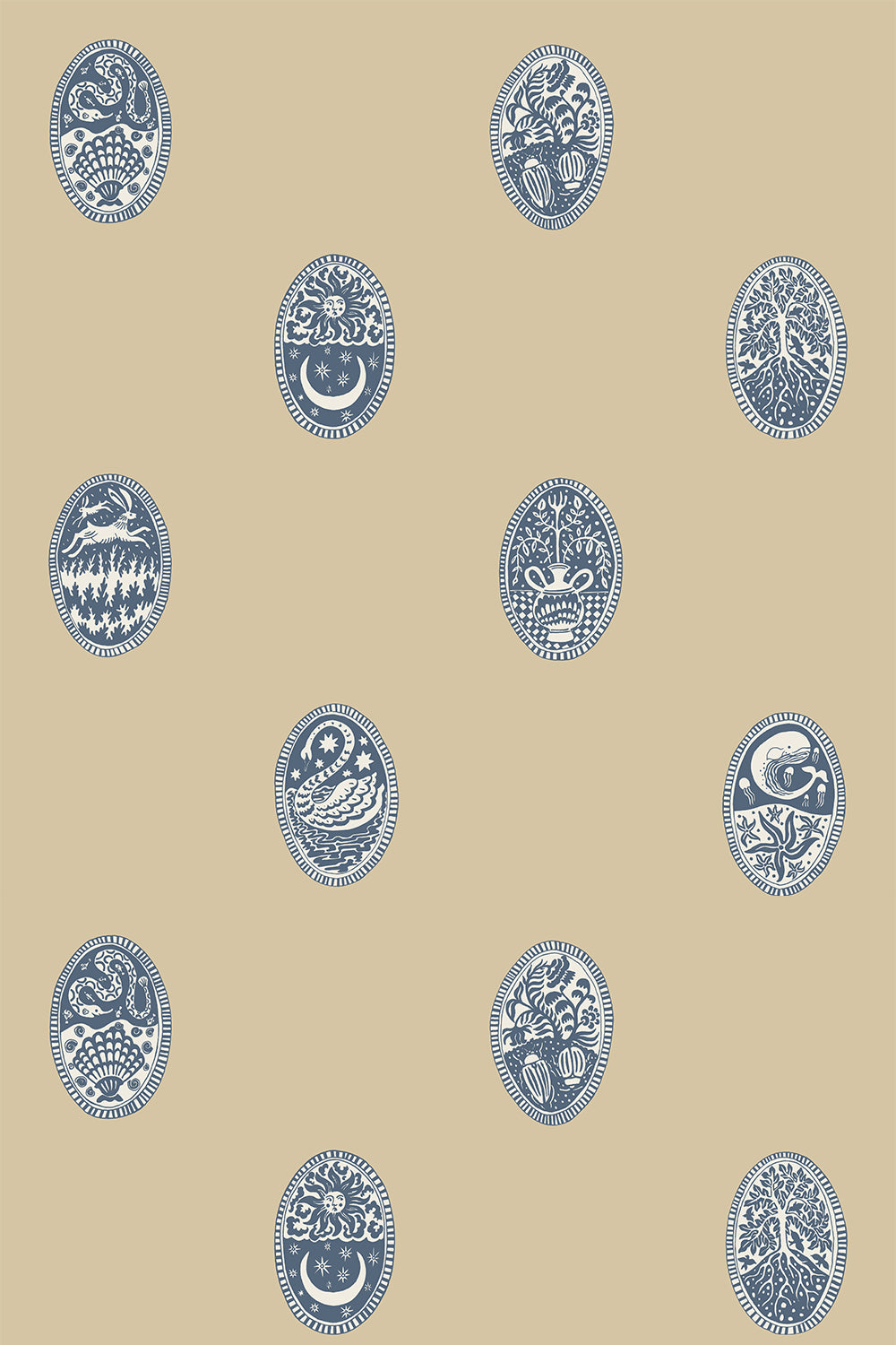 LIN-057-061-015 Linear Cameos Roll II Wallpaper by Josephine Munsey