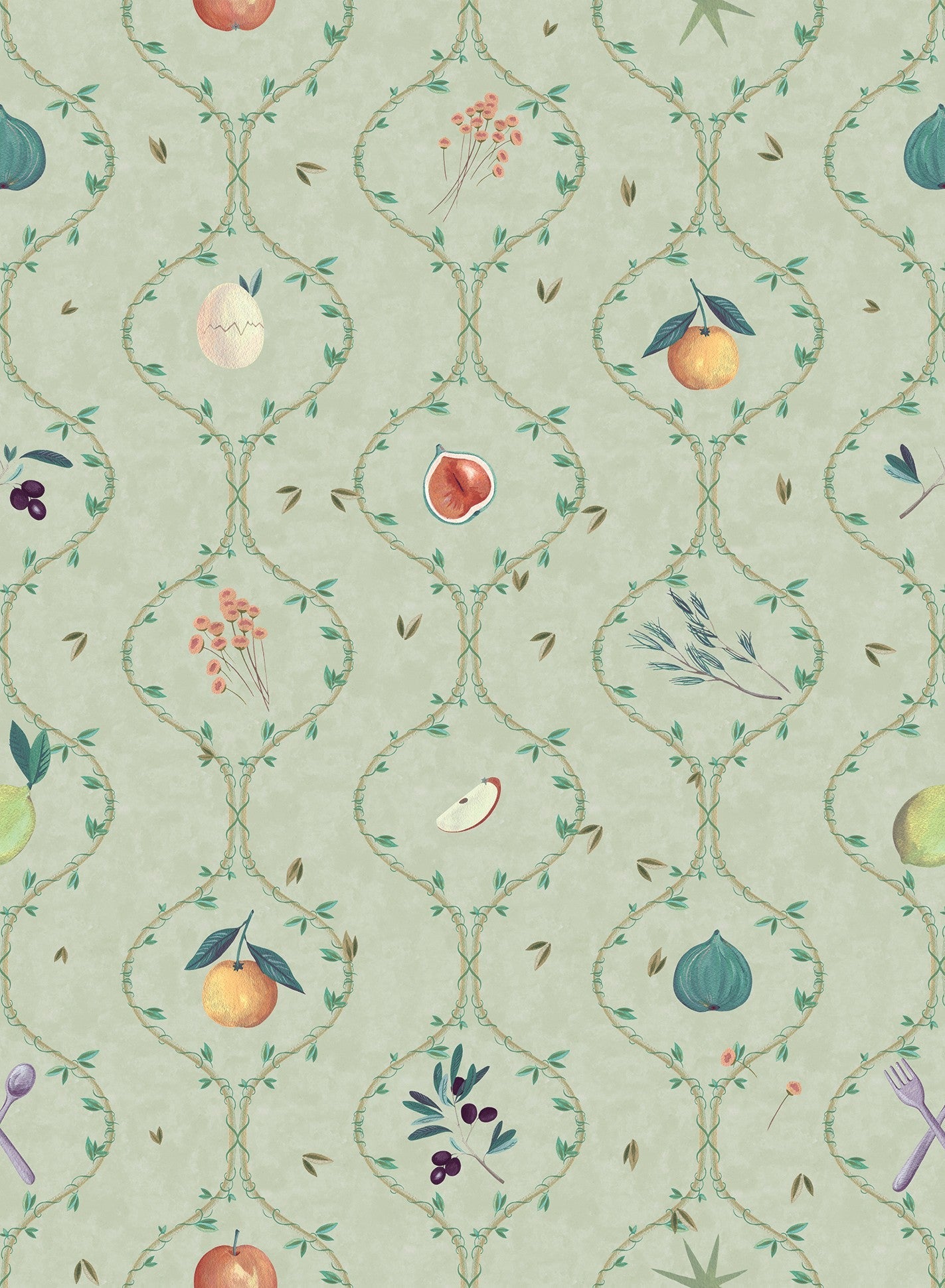 LL3706-3 Rebost Green Llar Wallpaper by Tres Tintas