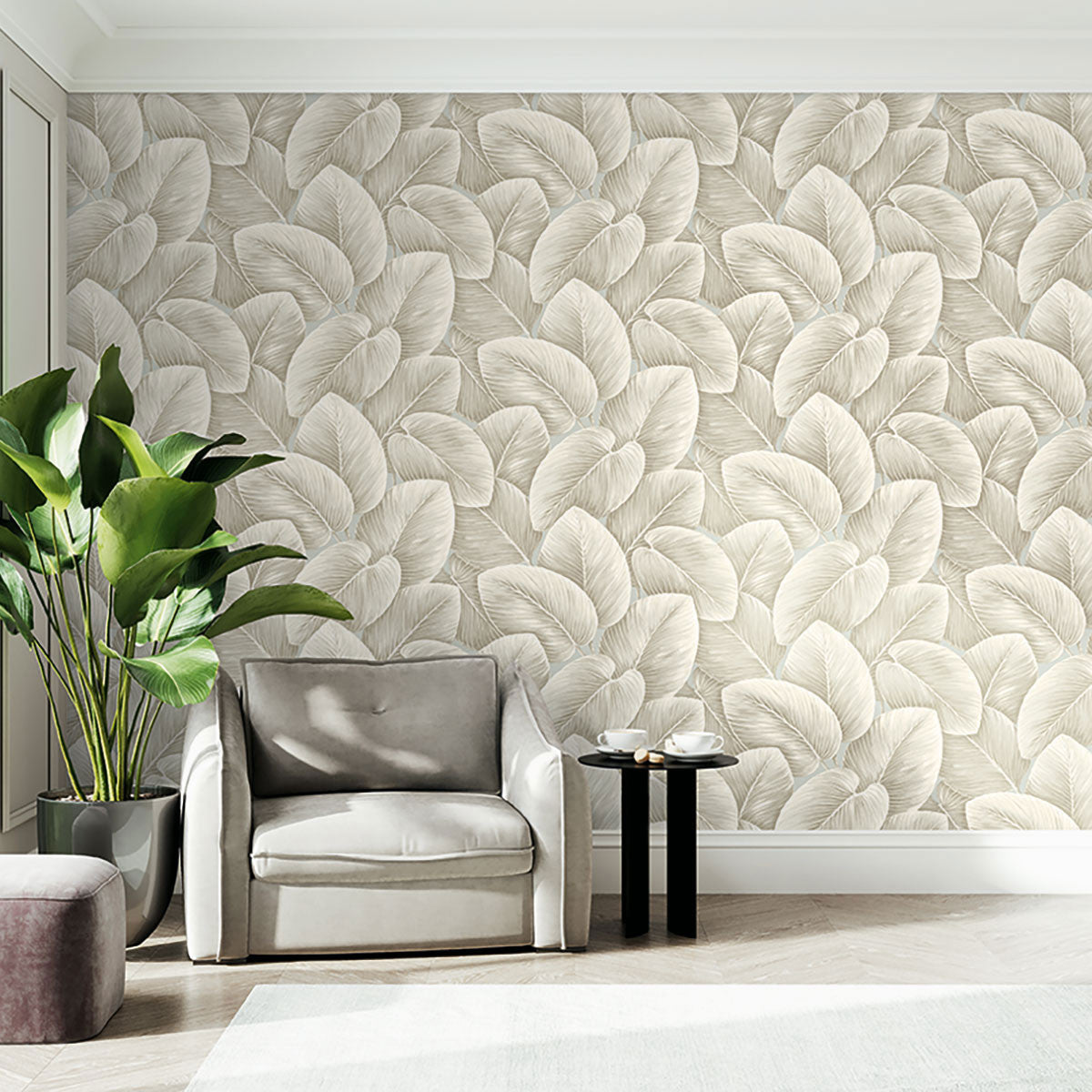 LS60305 Lush Leaf Savannah Grass Taupe Wallpaper by Today Interiors