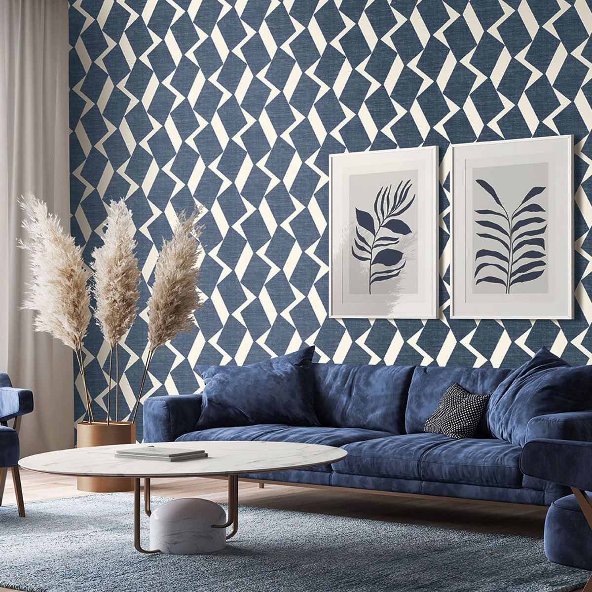 LS61502 Bespoke Linen Savannah Grass Space Blue Wallpaper by Today Interiors