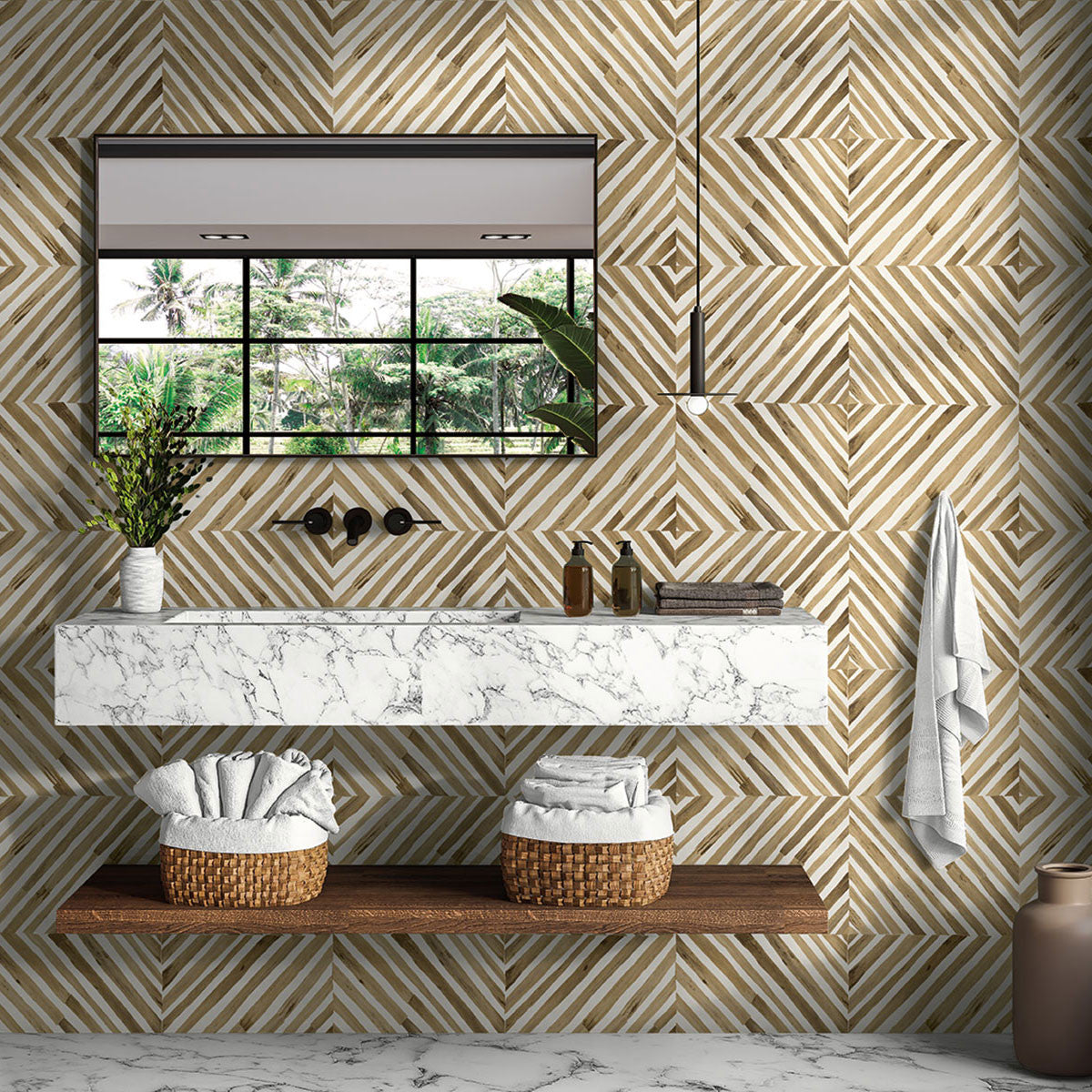 LS61905 Havana Diamond Sisal Savannah Grass Tan Wallpaper by Today Interiors