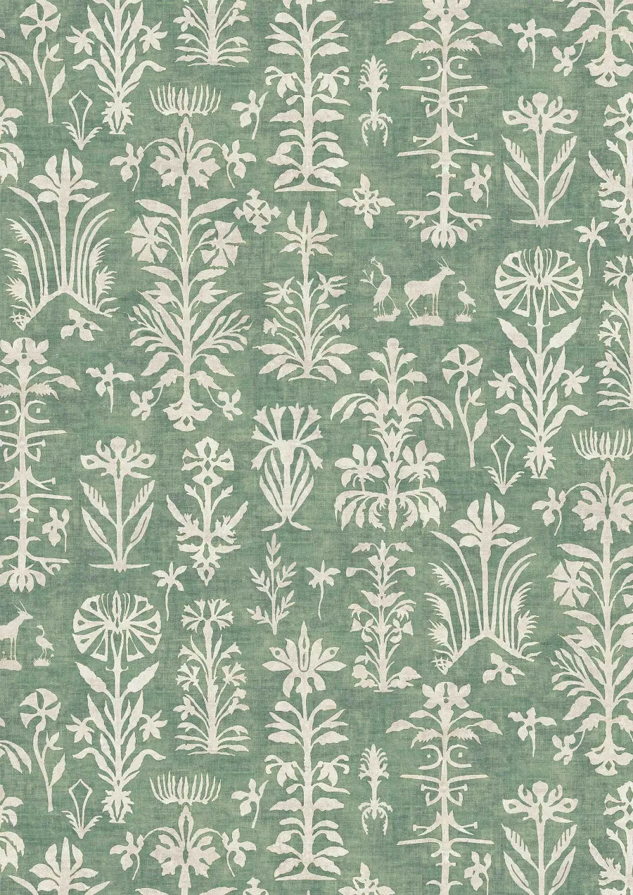 LW-297-563 Papyrus Malachite Mediterranea Fabric by Lewis & Wood