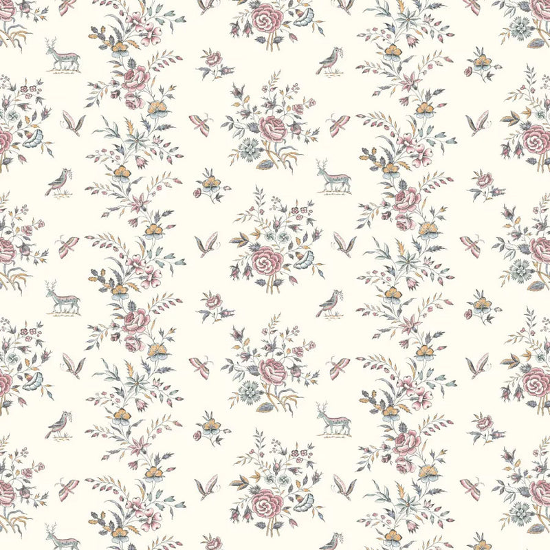 LW-315-611 Fleurie Honeysuckle Entente Cordiale Fabric by Lewis & Wood