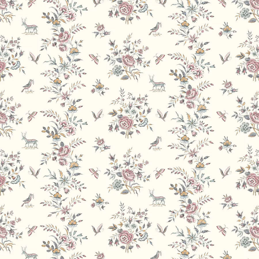 LW-315-611 Fleurie Honeysuckle Entente Cordiale Fabric by Lewis & Wood