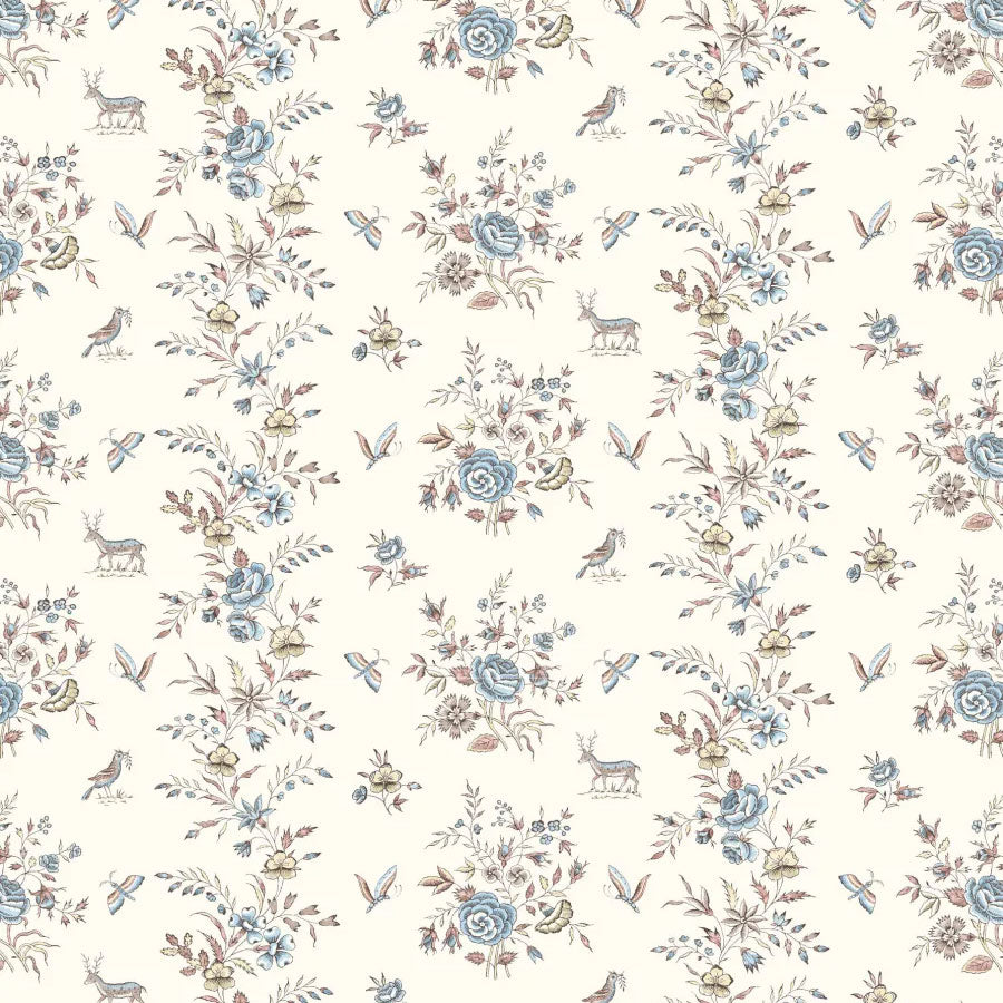 LW-315-613 Fleurie Forget-Me-Not Entente Cordiale Fabric by Lewis & Wood