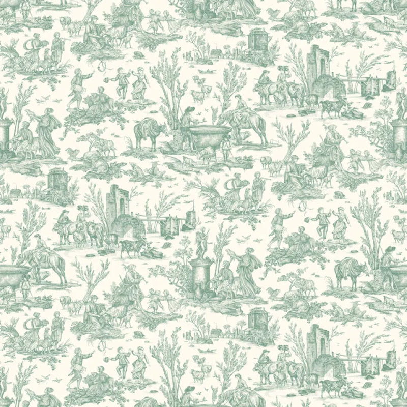 LW-316-225 Toile Baptiste Jade Entente Cordiale Fabric by Lewis & Wood