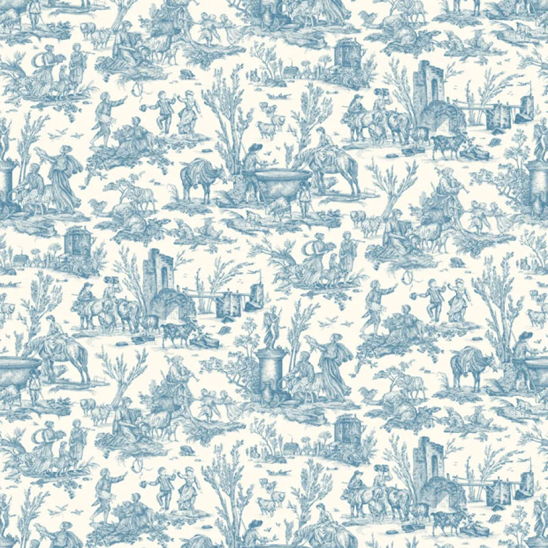 LW-316-557 Toile Baptiste Ciel Entente Cordiale Fabric by Lewis & Wood