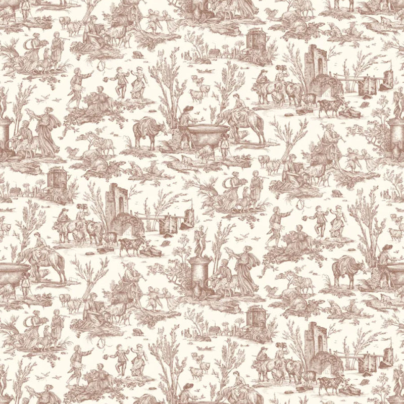 LW-316-607 Toile Baptiste Marron Entente Cordiale Fabric by Lewis & Wood