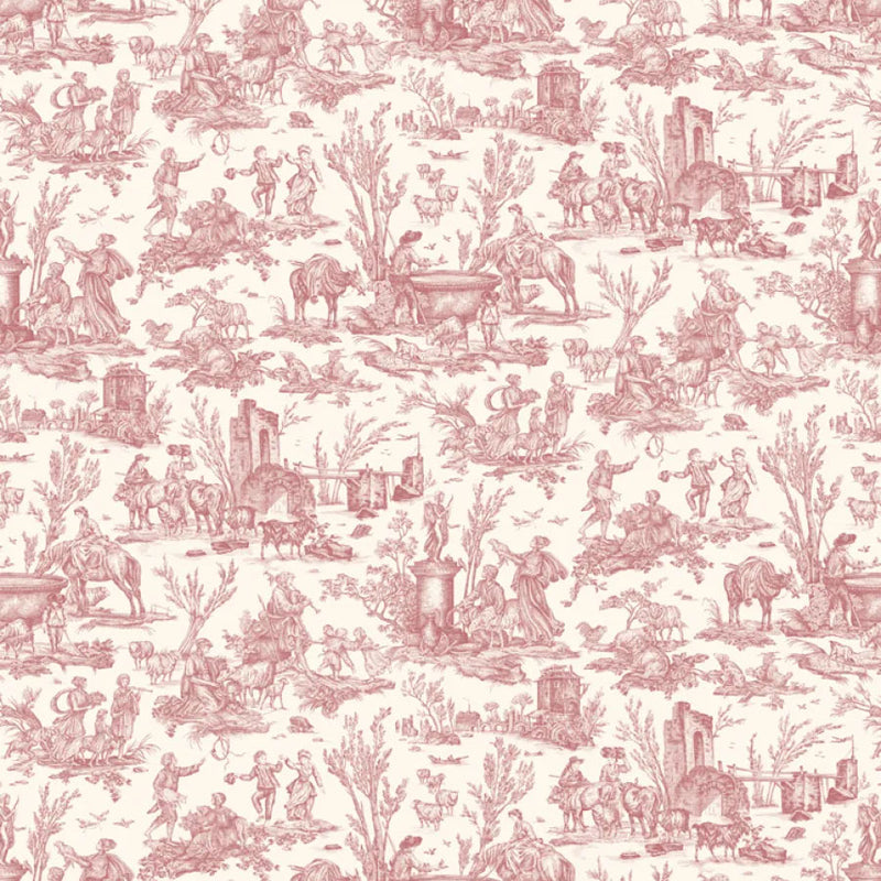 LW-316-609 Toile Baptiste Cerise Entente Cordiale Fabric by Lewis & Wood
