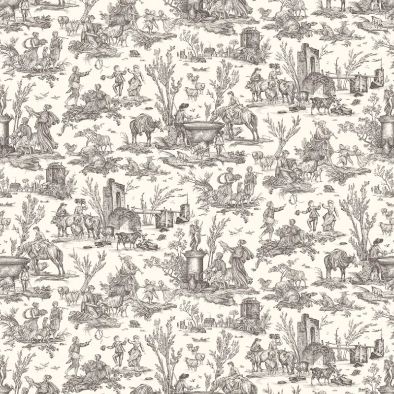 LW-316-610 Toile Baptiste Douce Noir Entente Cordiale Fabric by Lewis & Wood