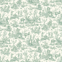 LW-318-225 Toile Baptiste Jade Entente Cordiale Wallpaper by Lewis & Wood