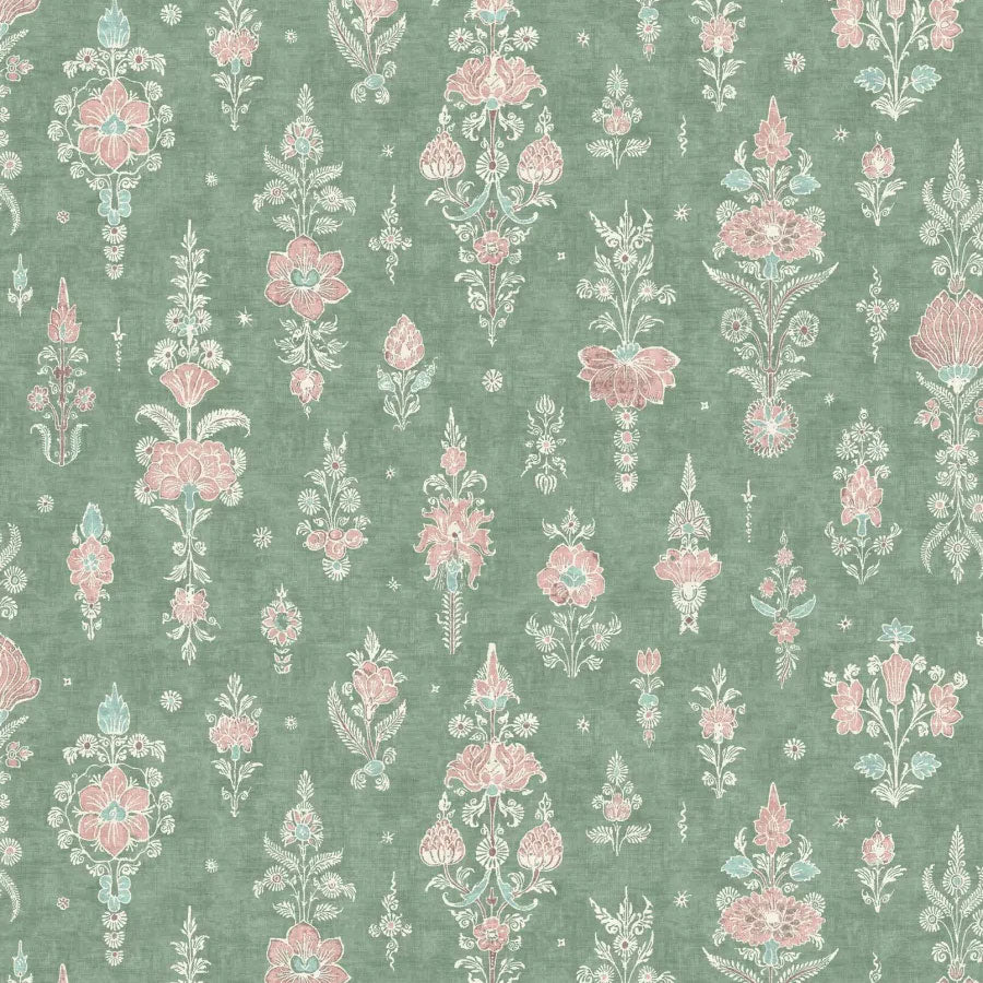 LW-322-362 Citadel Green Glaze Wax Works Fabric by Lewis & Wood