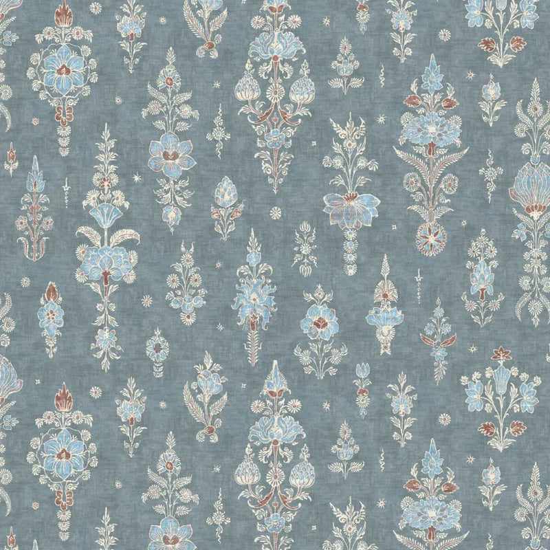 LW-322-449 Citadel Blue Almond Wax Works Fabric by Lewis & Wood