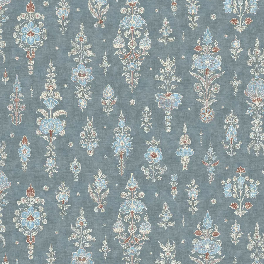 LW-322-449 Citadel Blue Almond Wax Works Fabric by Lewis & Wood