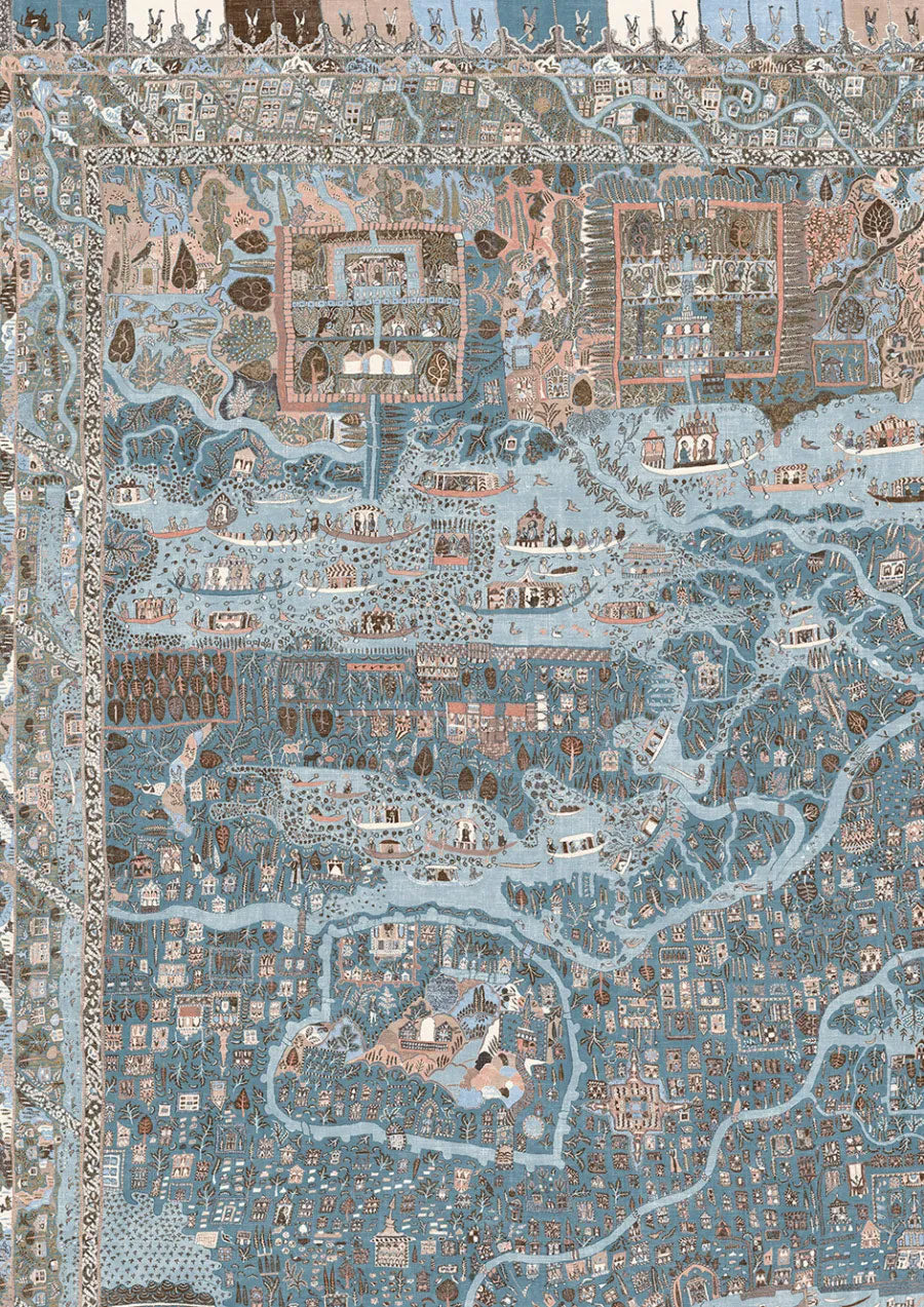 The Map Maxi Blue Almond The Srinagar Map Mural by Lewis & Wood