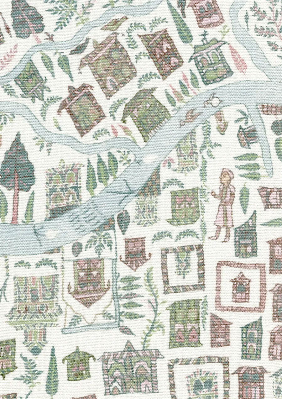 The Map Maxi Pistachio Rose The Srinagar Map Mural by Lewis & Wood