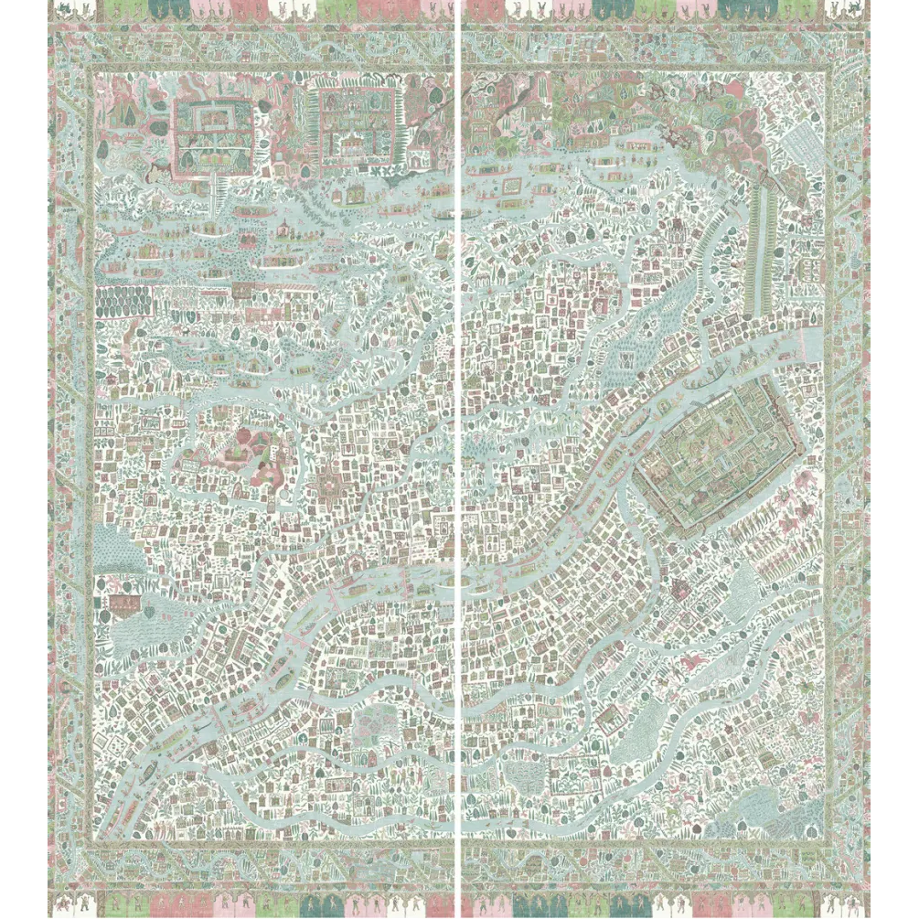 The Map Maxi Pistachio Rose The Srinagar Map Mural by Lewis & Wood