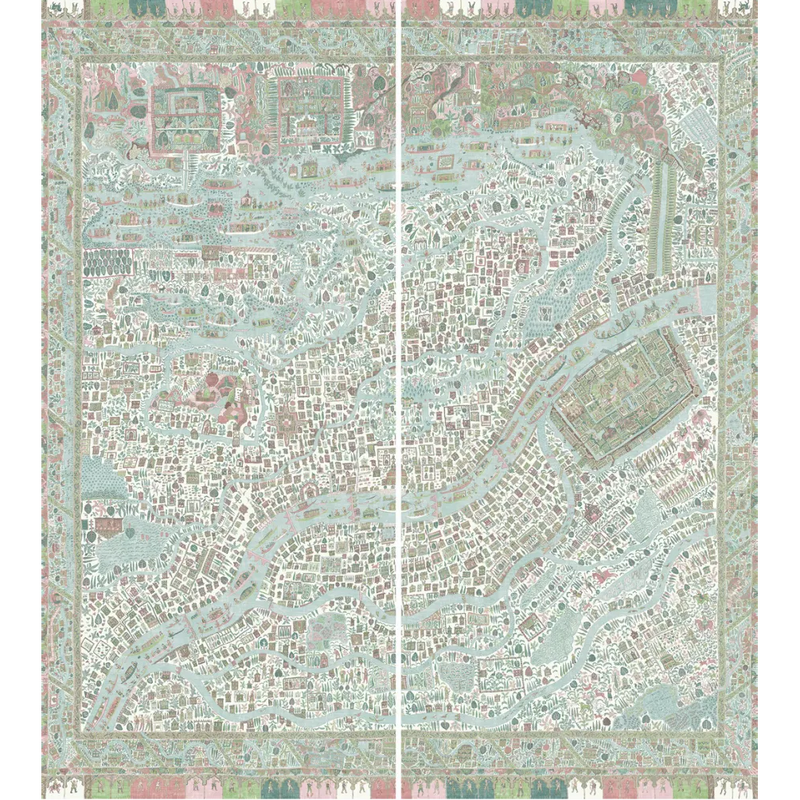 The Map Maxi Pistachio Rose The Srinagar Map Mural by Lewis & Wood