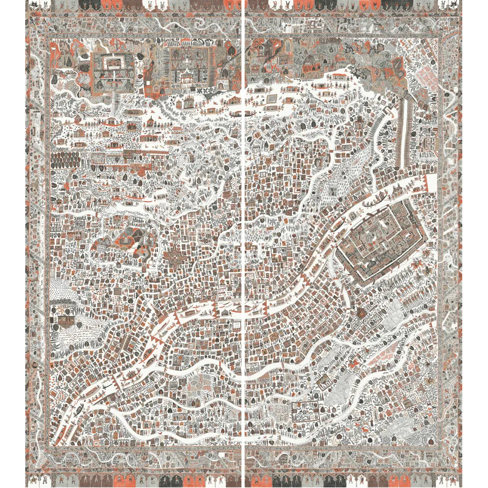 The Map Maxi Satsuma Soot The Srinagar Map Mural by Lewis & Wood