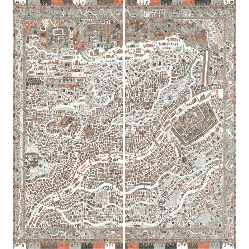 The Map Maxi Satsuma Soot The Srinagar Map Mural by Lewis & Wood