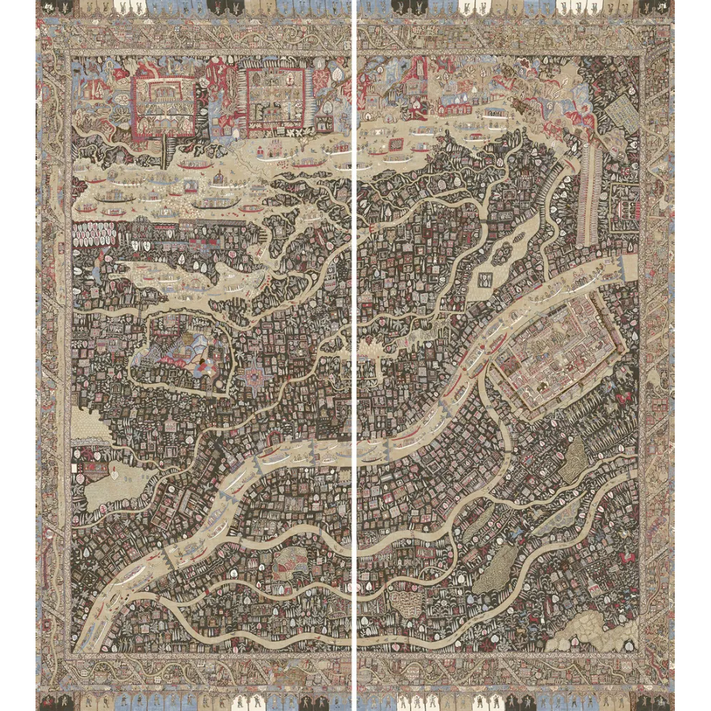 The Map Maxi Twilight The Srinagar Map Mural by Lewis & Wood