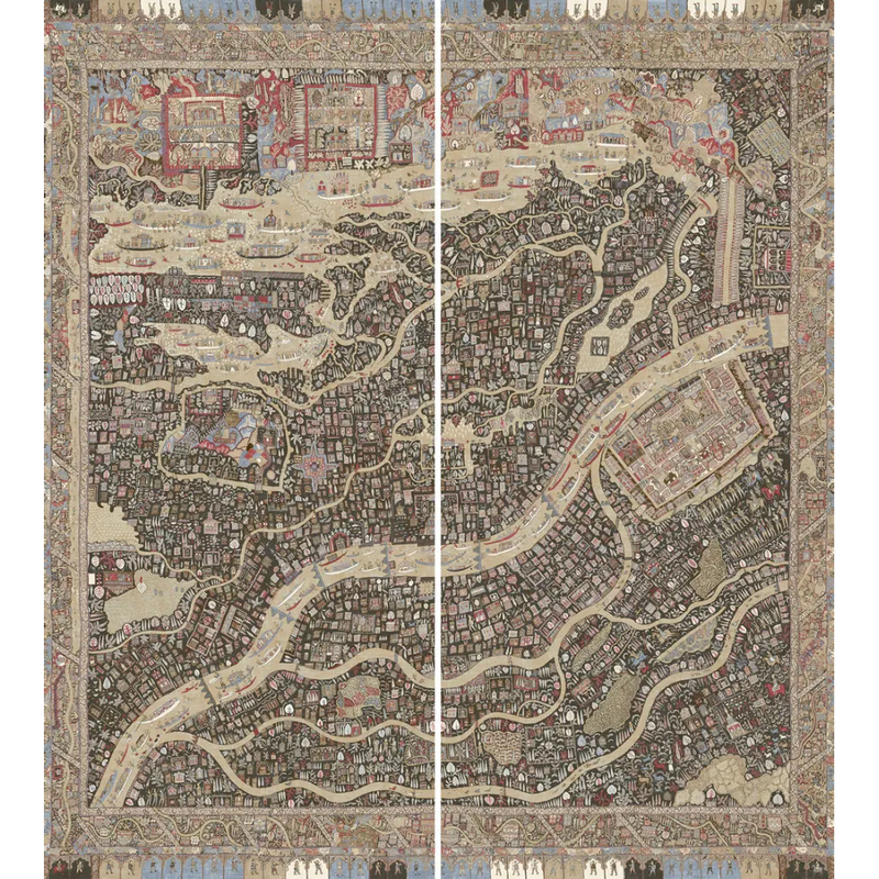 The Map Maxi Twilight The Srinagar Map Mural by Lewis & Wood