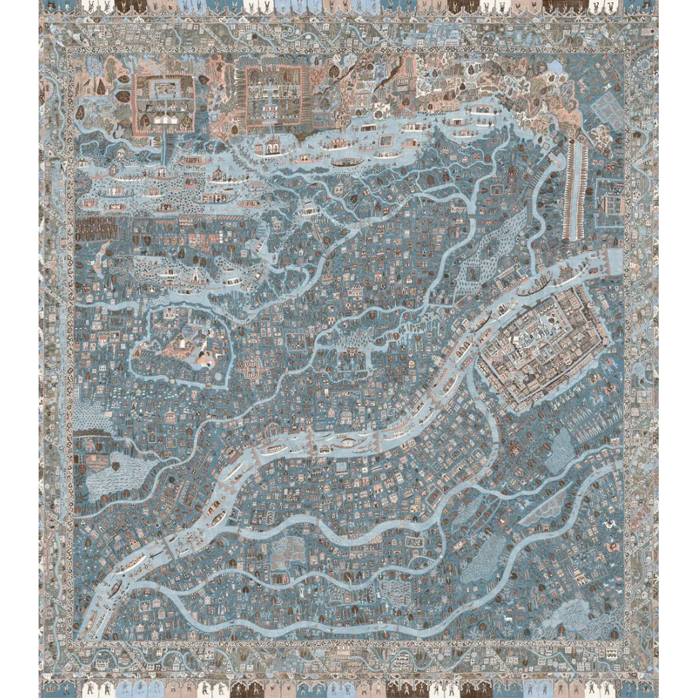 The Map Mini Blue Almond The Srinagar Map Mural by Lewis & Wood