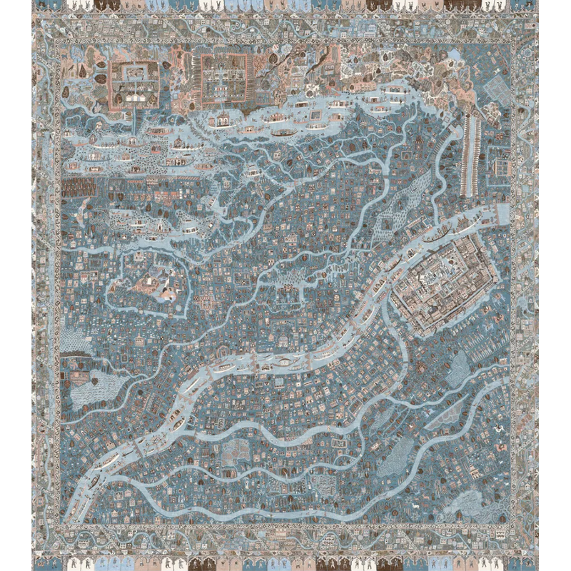 The Map Mini Blue Almond The Srinagar Map Mural by Lewis & Wood
