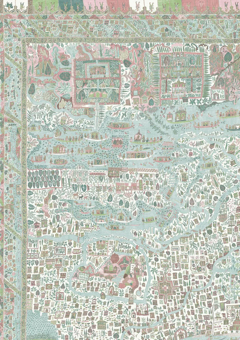 The Map Mini Pistachio Rose The Srinagar Map Mural by Lewis & Wood