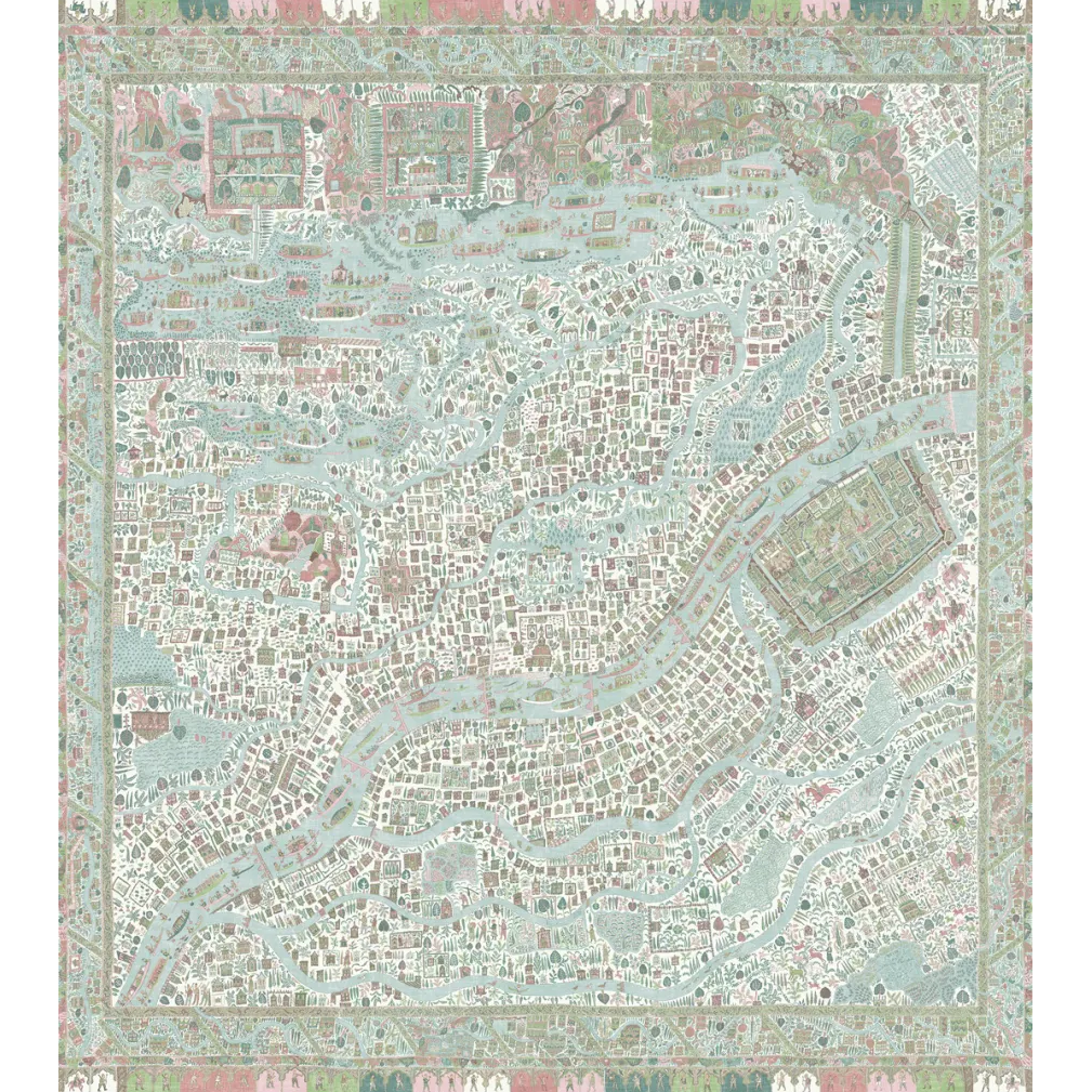 The Map Mini Pistachio Rose The Srinagar Map Mural by Lewis & Wood