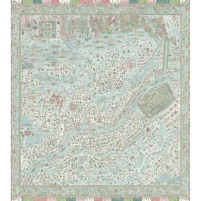 The Map Mini Pistachio Rose The Srinagar Map Mural by Lewis & Wood