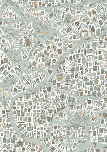 Utopia Aqua Vita The Srinagar Map Fabric by Lewis & Wood
