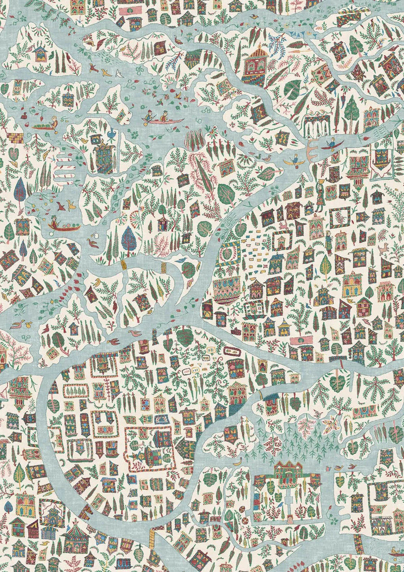 Utopia Garland The Srinagar Map Fabric by Lewis & Wood