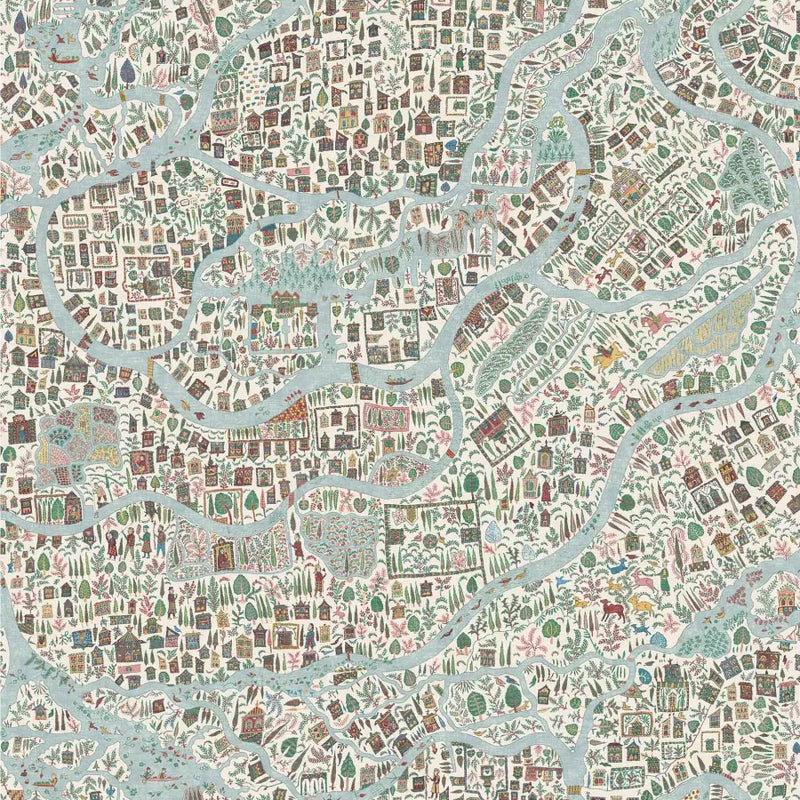 Utopia Garland The Srinagar Map Fabric by Lewis & Wood