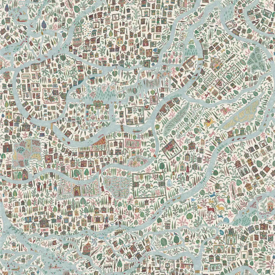 Utopia Garland The Srinagar Map Fabric by Lewis & Wood