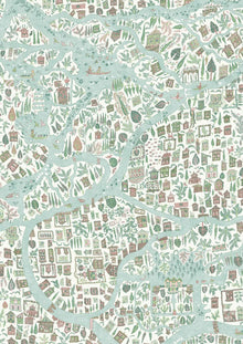 Utopia Pistachio Rose The Srinagar Map Fabric by Lewis & Wood