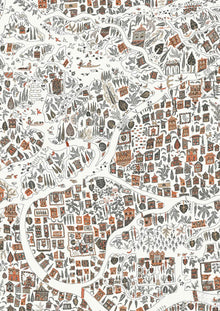 Utopia Satsuma Soot The Srinagar Map Fabric by Lewis & Wood