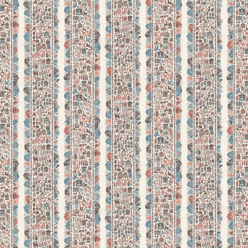 Ravi Ribbon Blue Almond The Srinagar Map Fabric by Lewis & Wood
