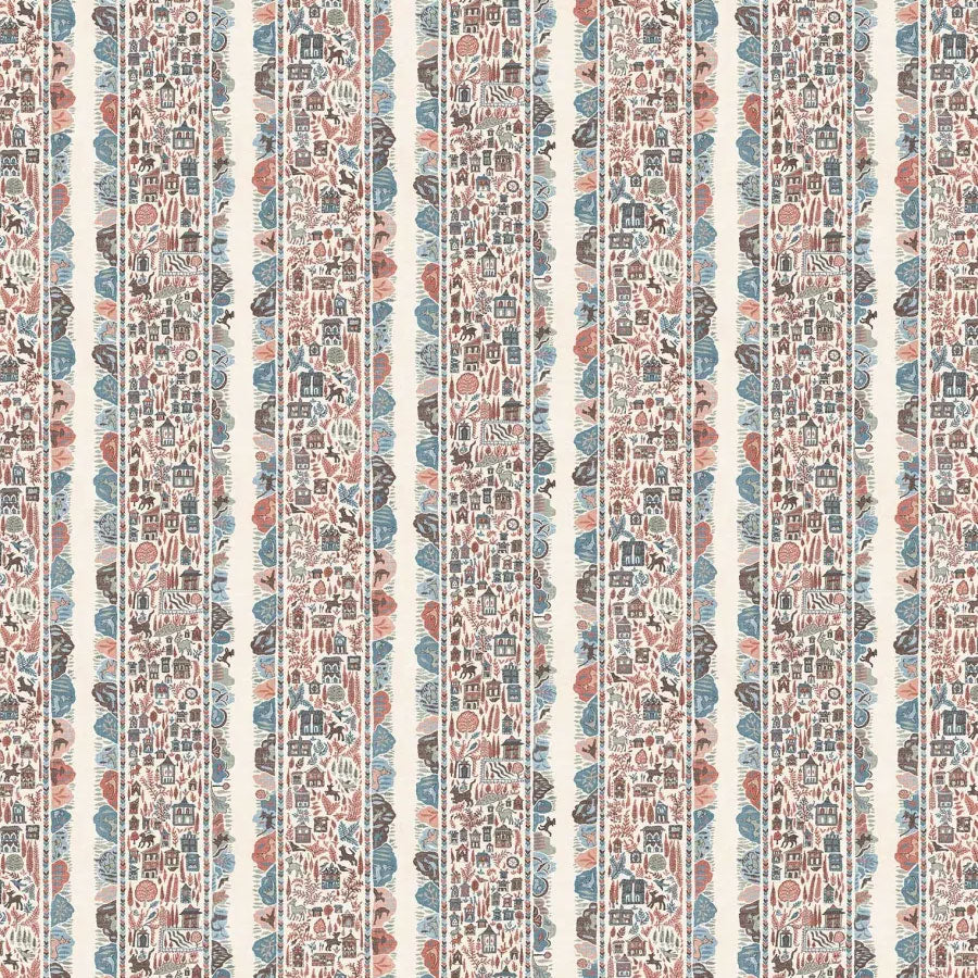 Ravi Ribbon Blue Almond The Srinagar Map Fabric by Lewis & Wood