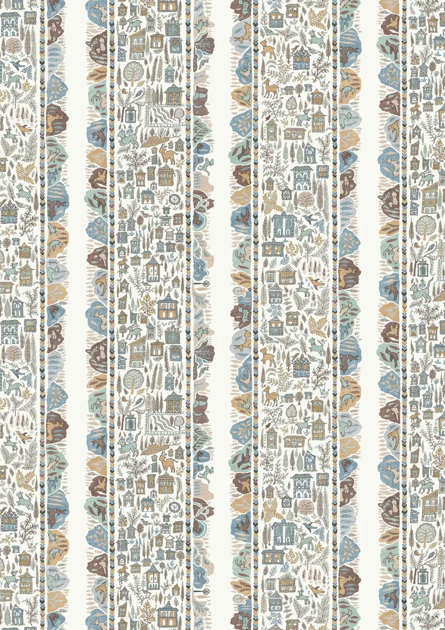 Ravi Ribbon Aqua Vita The Srinagar Map Fabric by Lewis & Wood