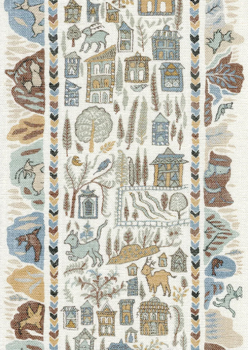 Ravi Ribbon Aqua Vita The Srinagar Map Fabric by Lewis & Wood