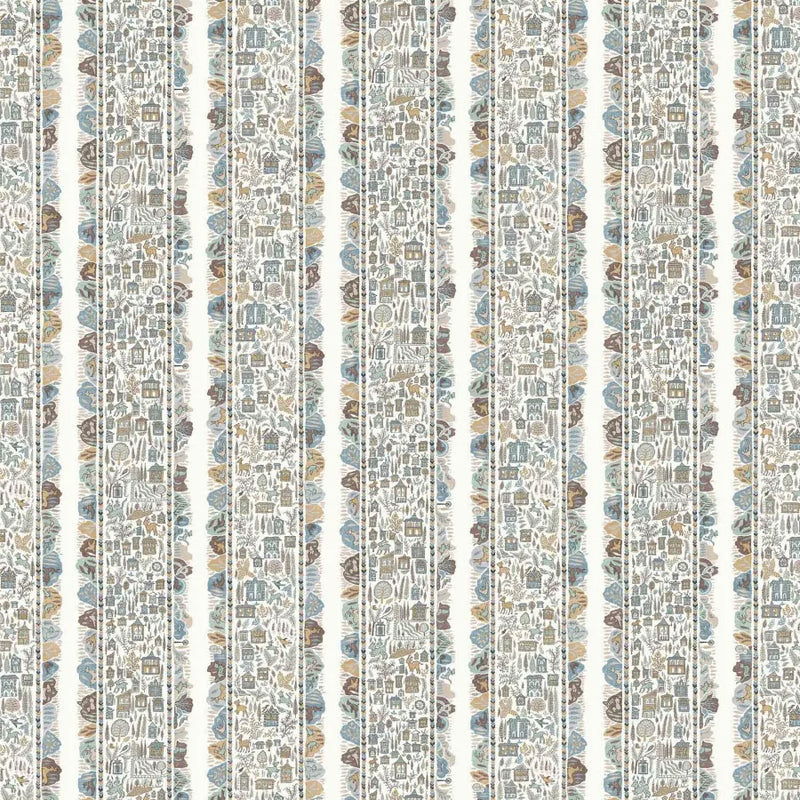 Ravi Ribbon Aqua Vita The Srinagar Map Fabric by Lewis & Wood