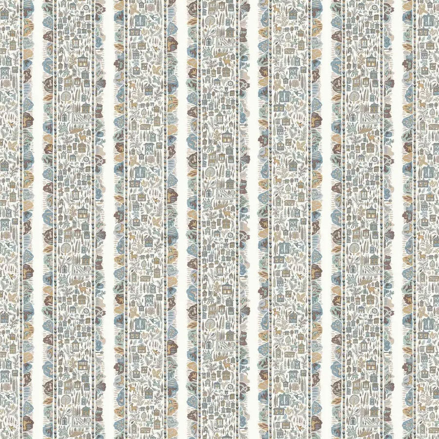 Ravi Ribbon Aqua Vita The Srinagar Map Fabric by Lewis & Wood