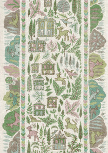 Ravi Ribbon Pistachio Rose The Srinagar Map Fabric by Lewis & Wood
