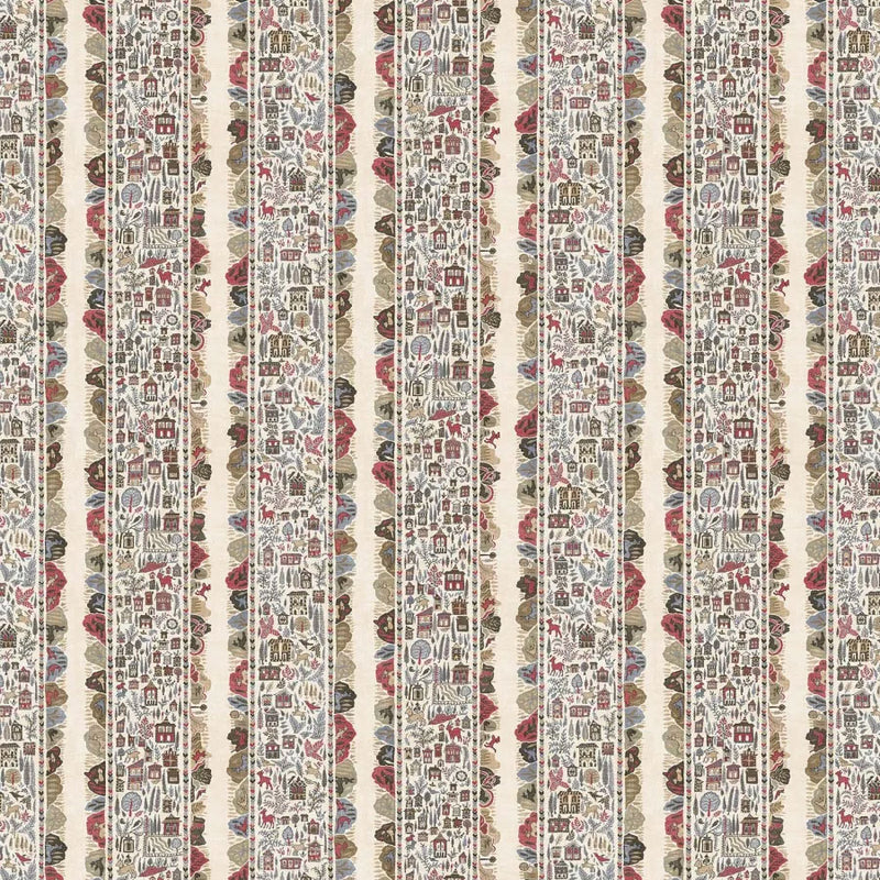 Ravi Ribbon Peat Pomegranate The Srinagar Map Fabric by Lewis & Wood