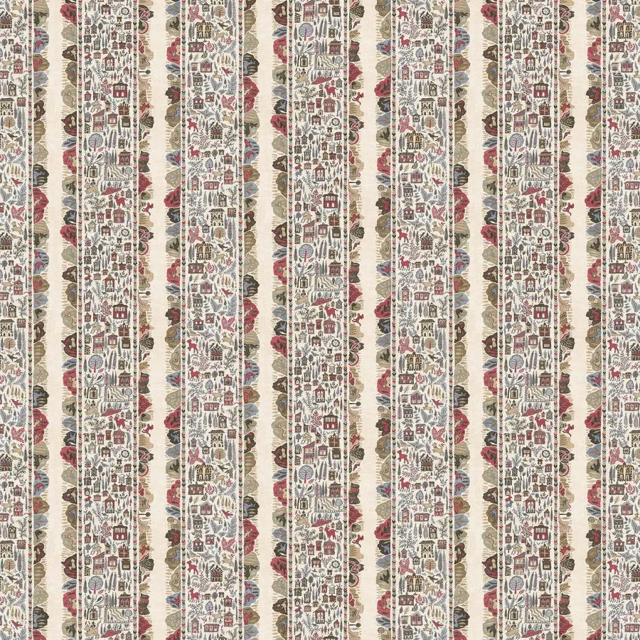 Ravi Ribbon Peat Pomegranate The Srinagar Map Fabric by Lewis & Wood