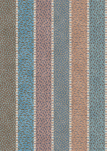 Asha Stripe Blue Almond The Srinagar Map Fabric by Lewis & Wood