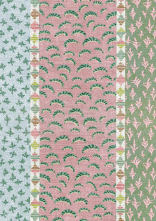 Asha Stripe Pistachio Rose The Srinagar Map Fabric by Lewis & Wood